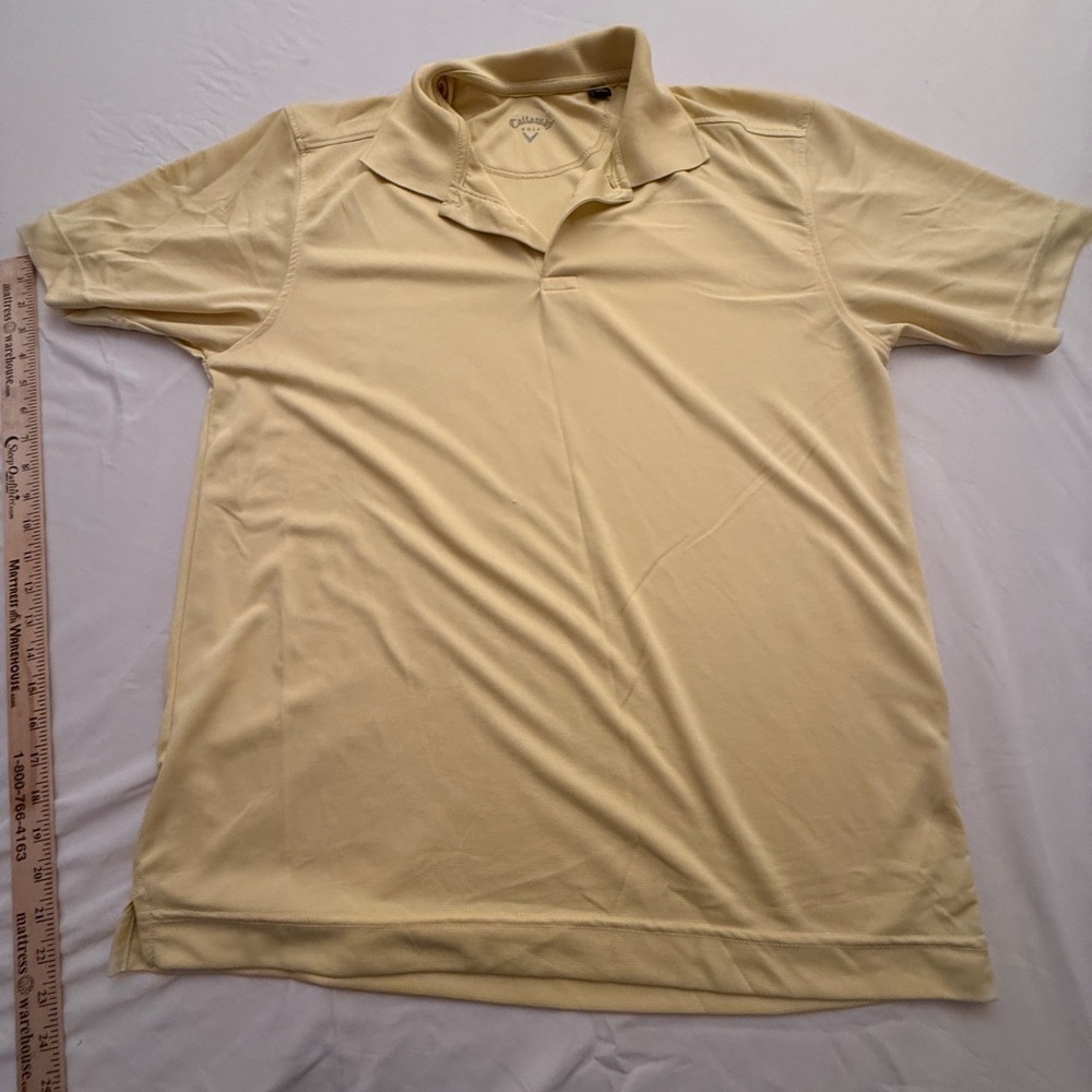 Callaway Mens Large Yellow Light Wait Golf Polo Short Sleeve Golf Shirt DirFit